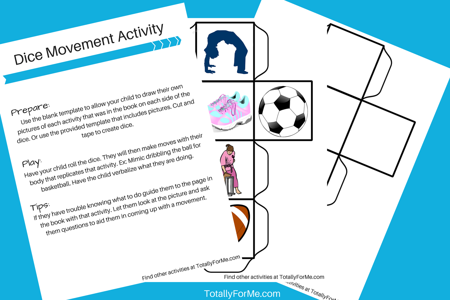 Dice movement sports activities for kids who are non readers.